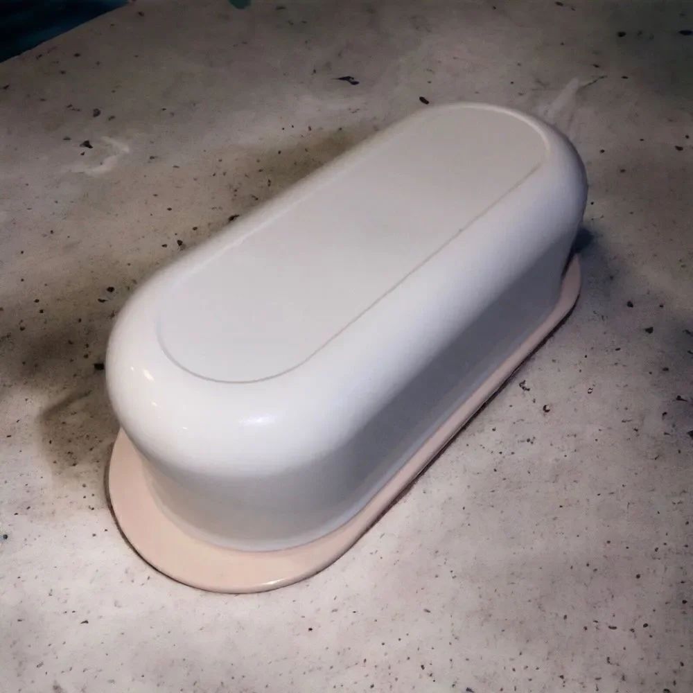 Vintage Tupperware Butter Dish Rose Pink White 2320-A & 2320A-3